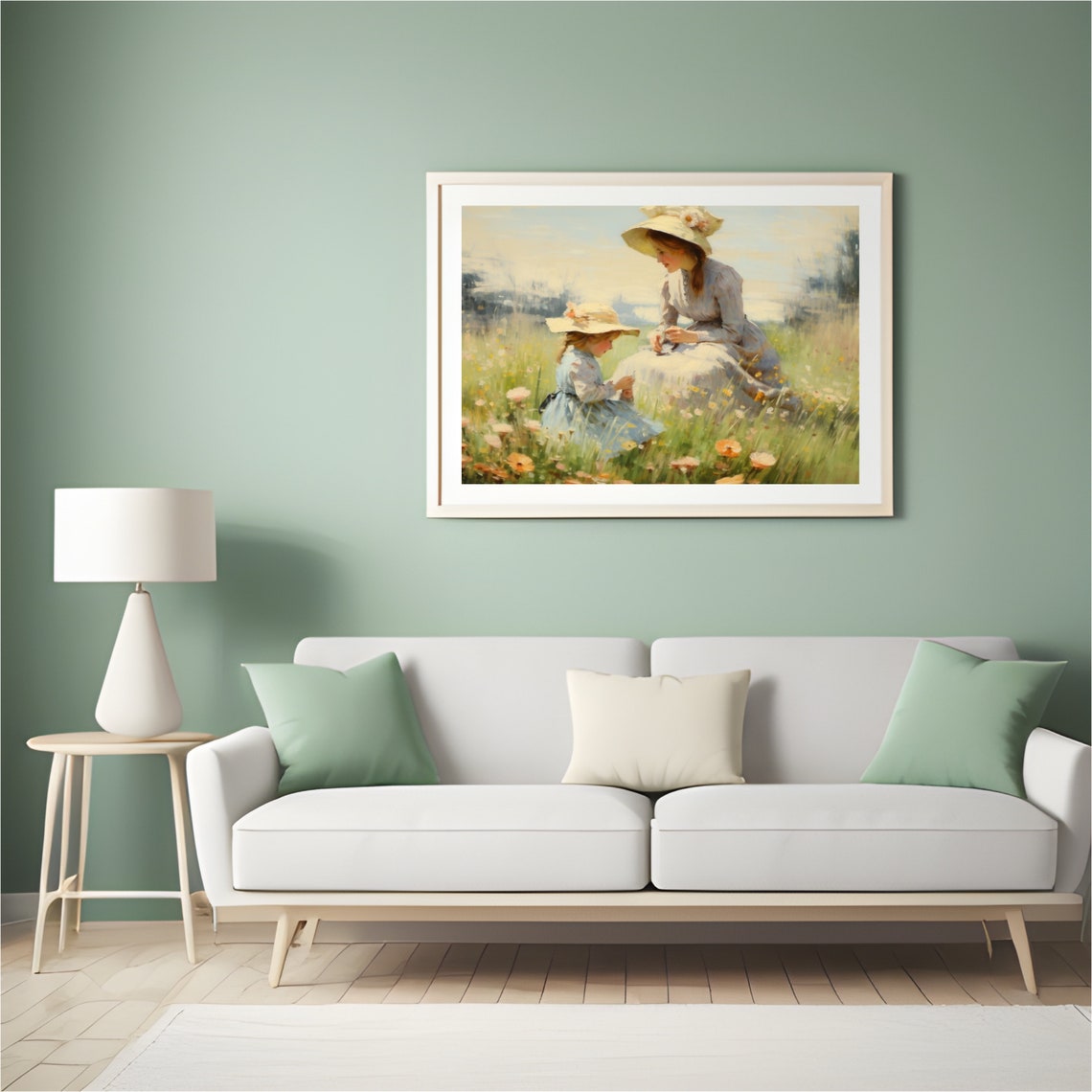 Mother Daughter Wildflower Meadow Sunlit Impressionist Poster - Image 5