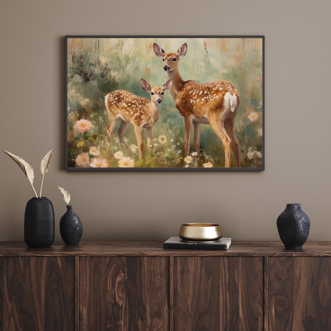 Vintage Fawn Painting, Rustic Deer Nursery Decor - Image 5
