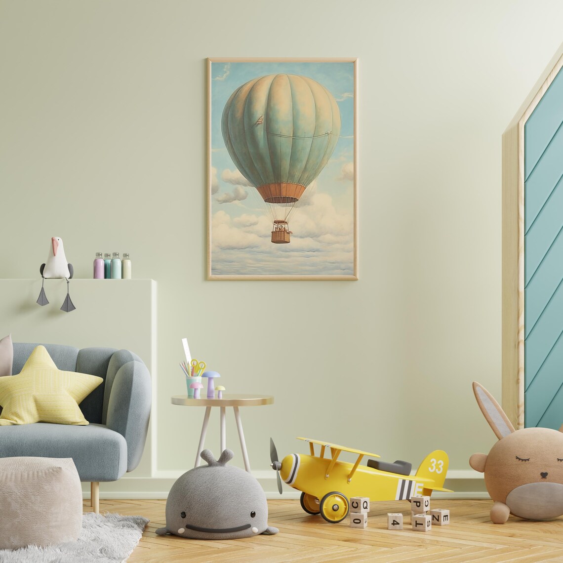 Vintage Whimsical Hot Air Balloon Art Print - Image 4