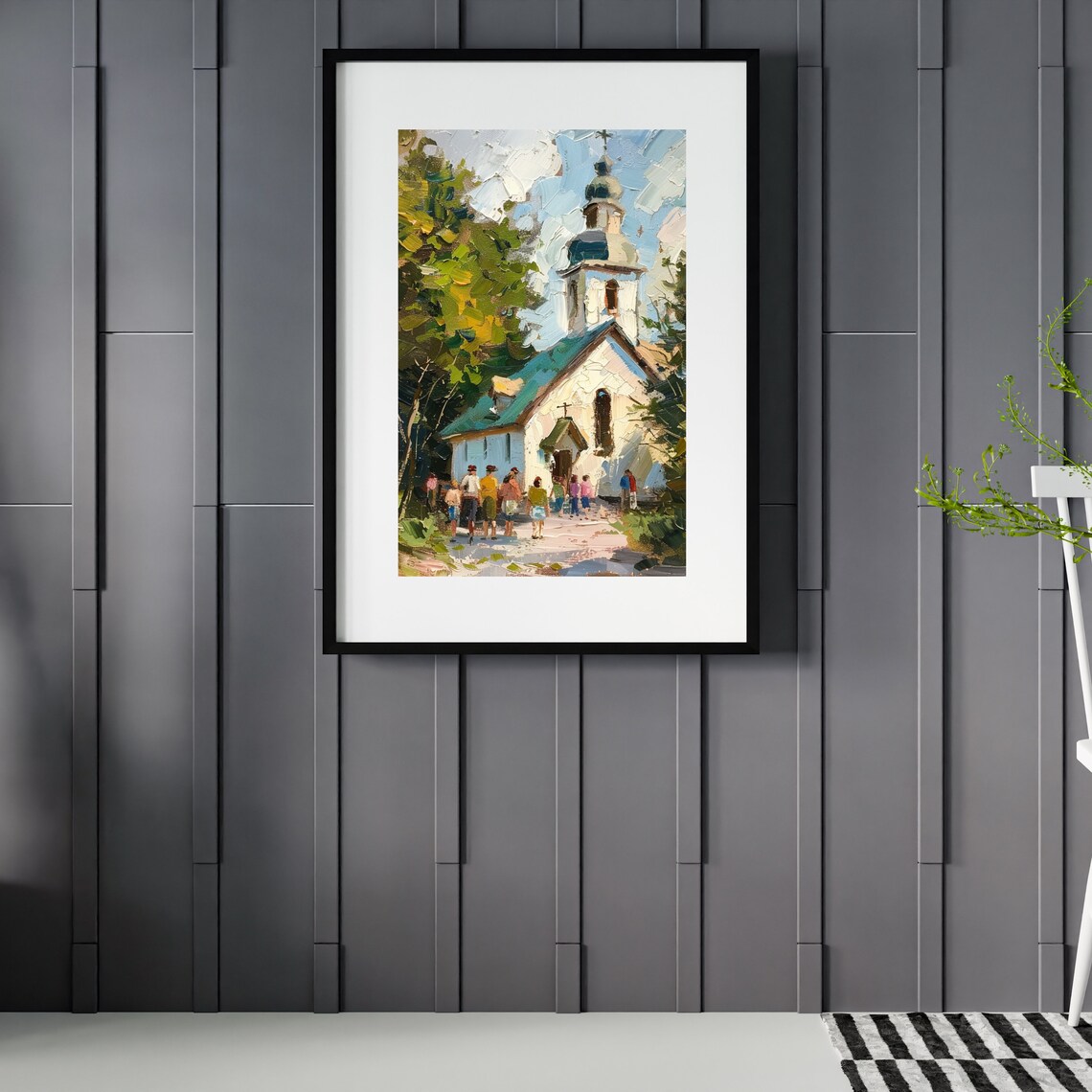 Village Church With Bell Tower Summer Landscape Painting Poster - Image 6