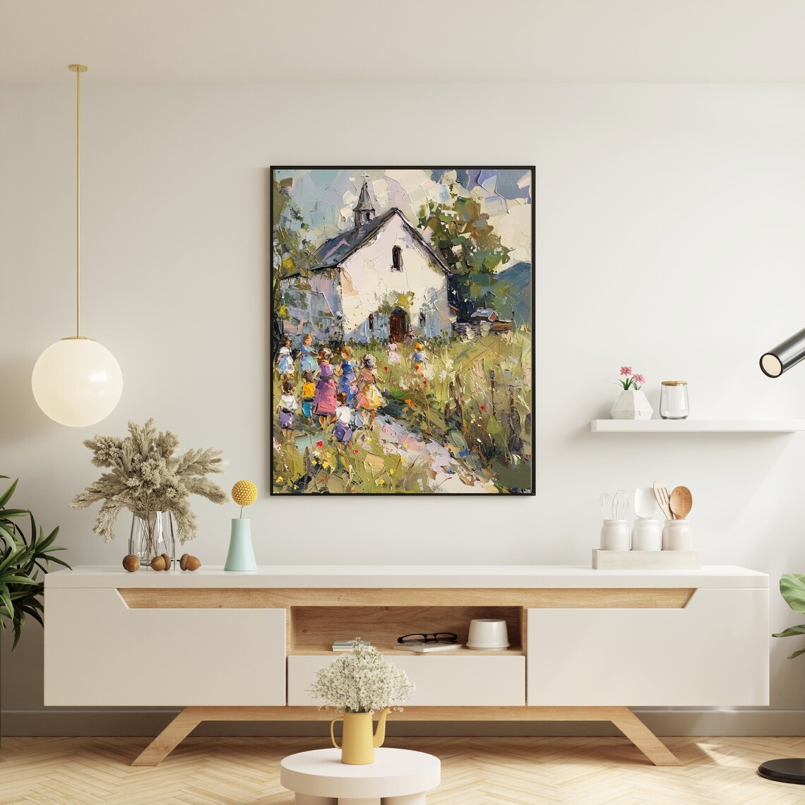 Vintage Church Print, Spring Landscape Wall Art - Image 2