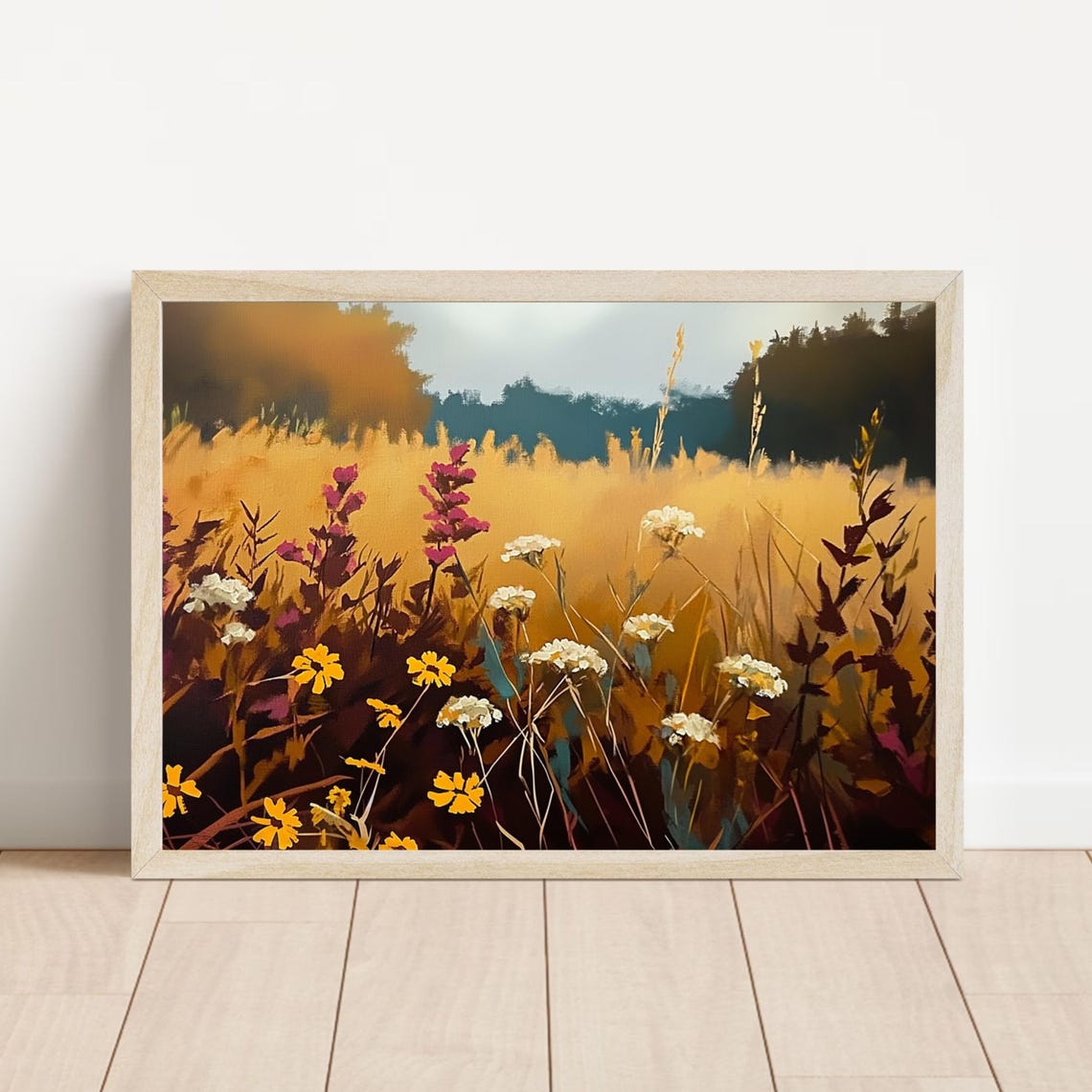 Wildflower Field Landscape Oil Painting Rustic Landscape Art Country Field Wall Art Wildflower Vintage Landscape Art Print 773 - Image 5