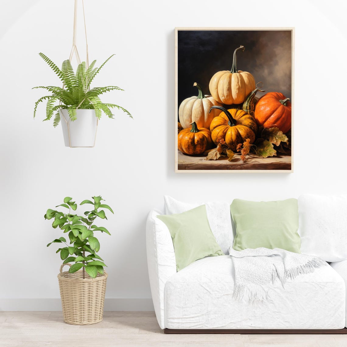 Autumn Pumpkins And Gourds Still Life Dark Fall Painting Poster - Image 6