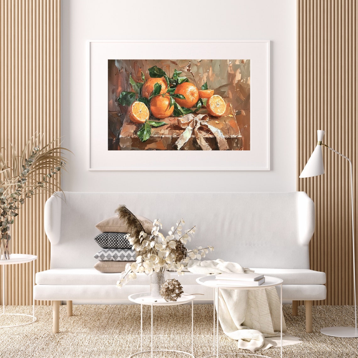 Fresh Orange Fruit Still Life Rustic Oil Painting Kitchen Poster - Image 6