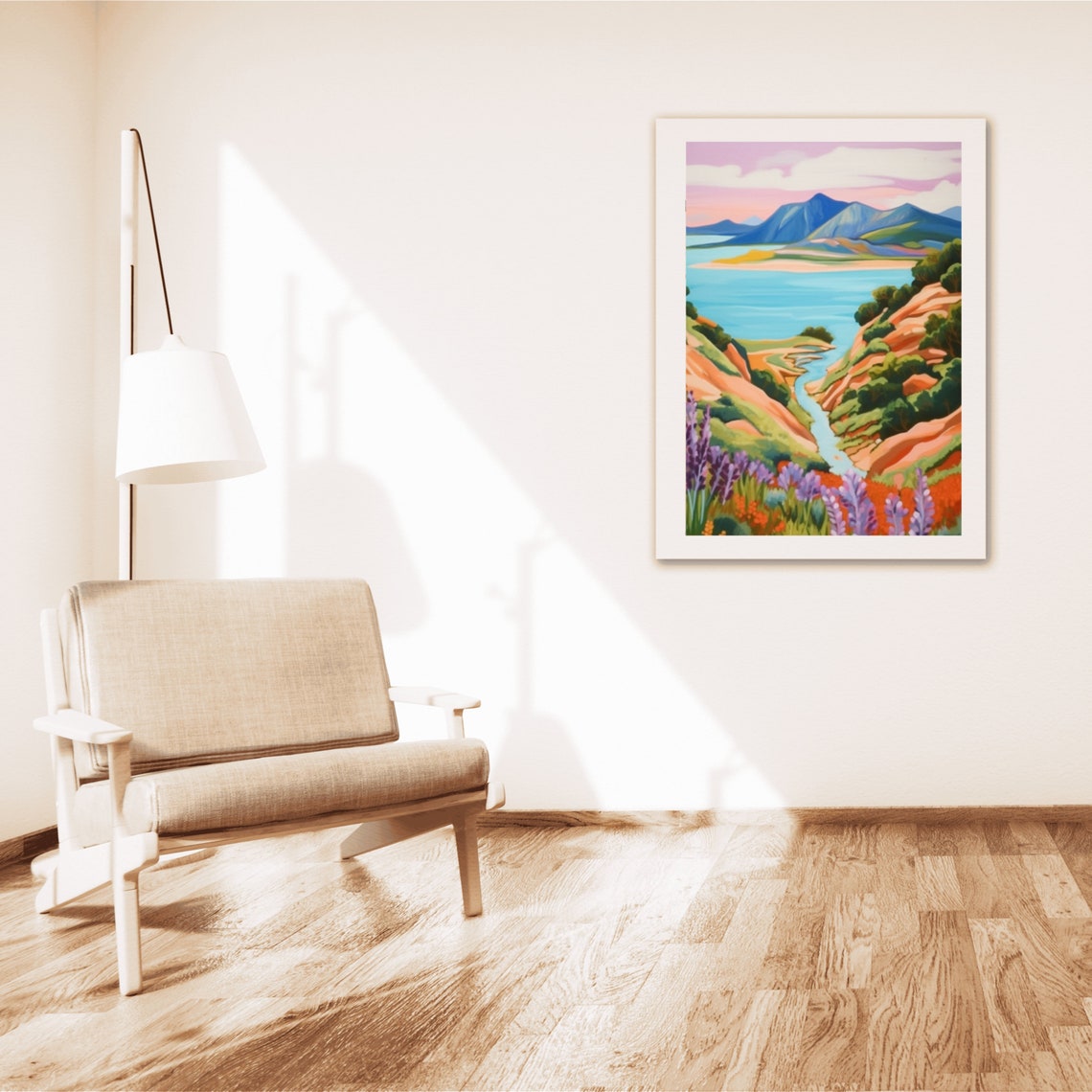 Colorful Mountain Valley Lake Wildflower Meadow Impressionist Poster - Image 5