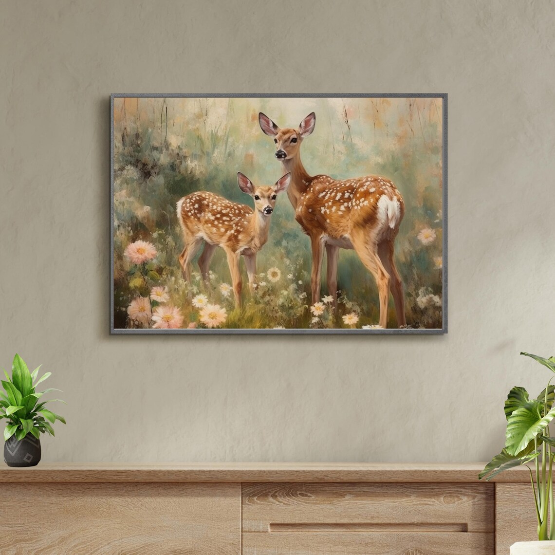 Vintage Fawn Painting, Rustic Deer Nursery Decor - Image 2