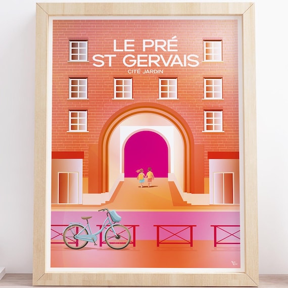 Le Pre St Gervais Cite Jardin Brick Archway France Travel Poster