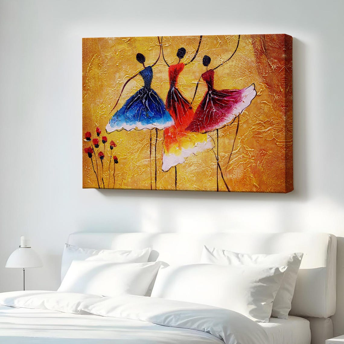 Spanish Flamenco Dancers Gold Oil Painting Style Dance Poster
