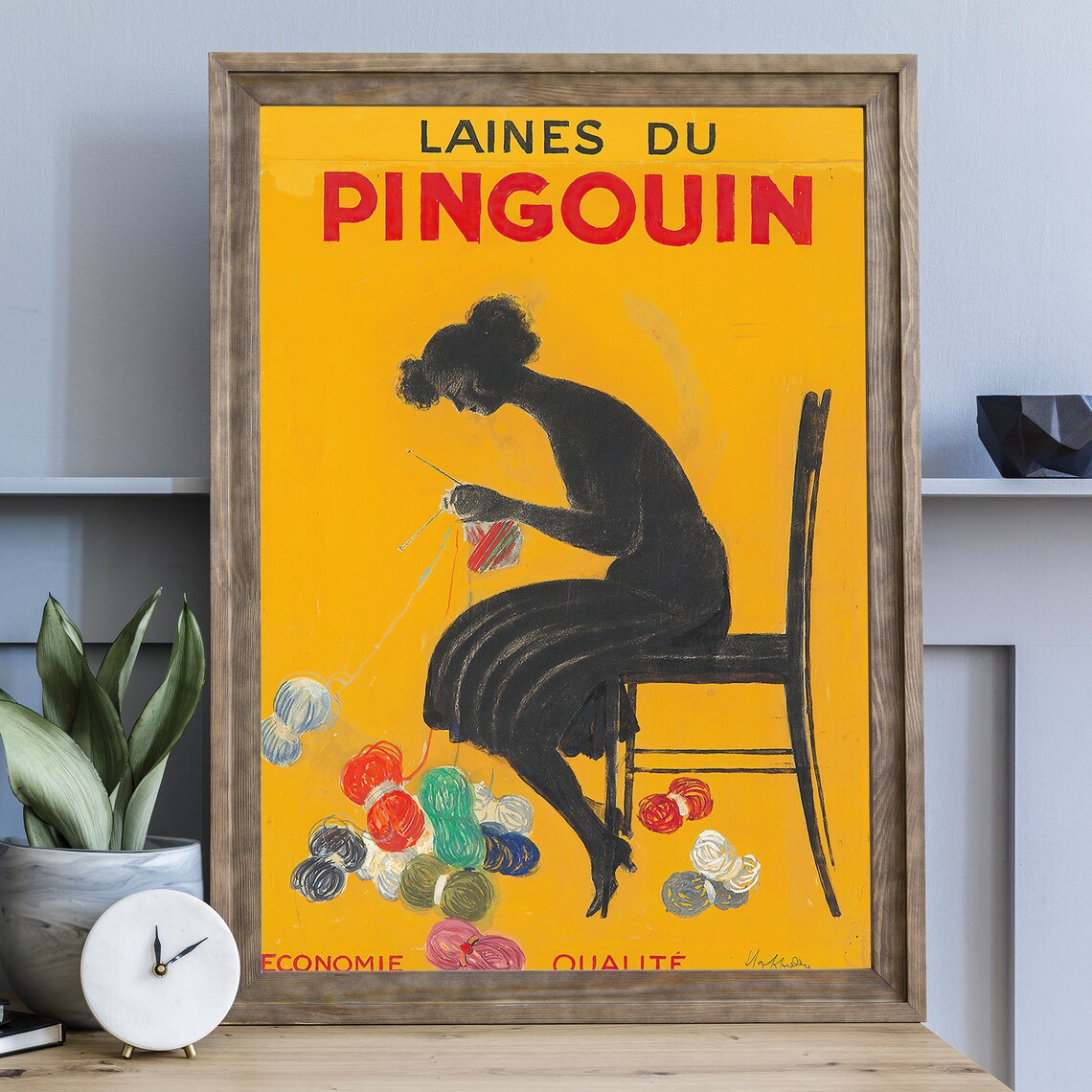 Cappiello Laines Du Pingouin Knitting Woman Vintage French Art Poster - Image 2