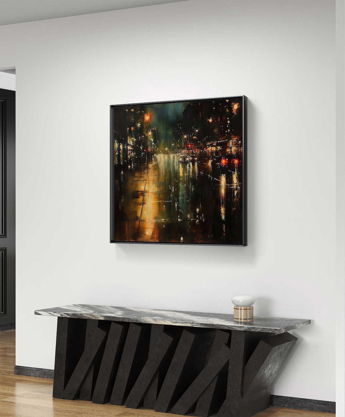 Cityscape Oil Painting, Rainy Evening Impressionism