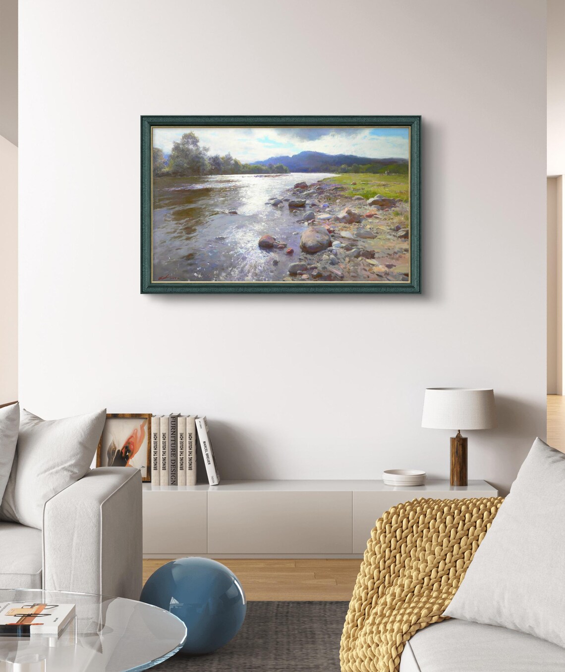 Peaceful Riverbank Landscape, Tranquil Mountain Stream - Image 2