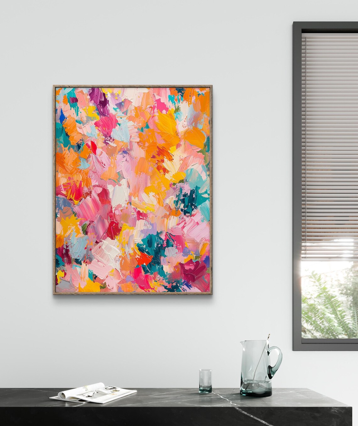 Colorful Abstract Expressionism, Original Oil Painting - Image 2