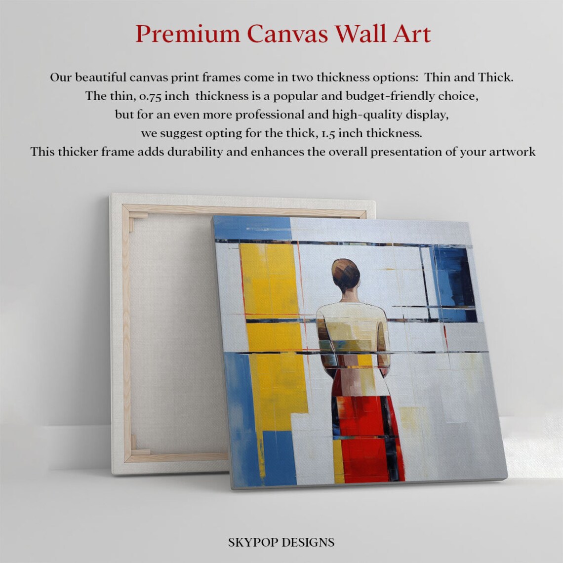 Woman At Color Block Window Mondrian Style Geometric Modern Art Poster - Image 2
