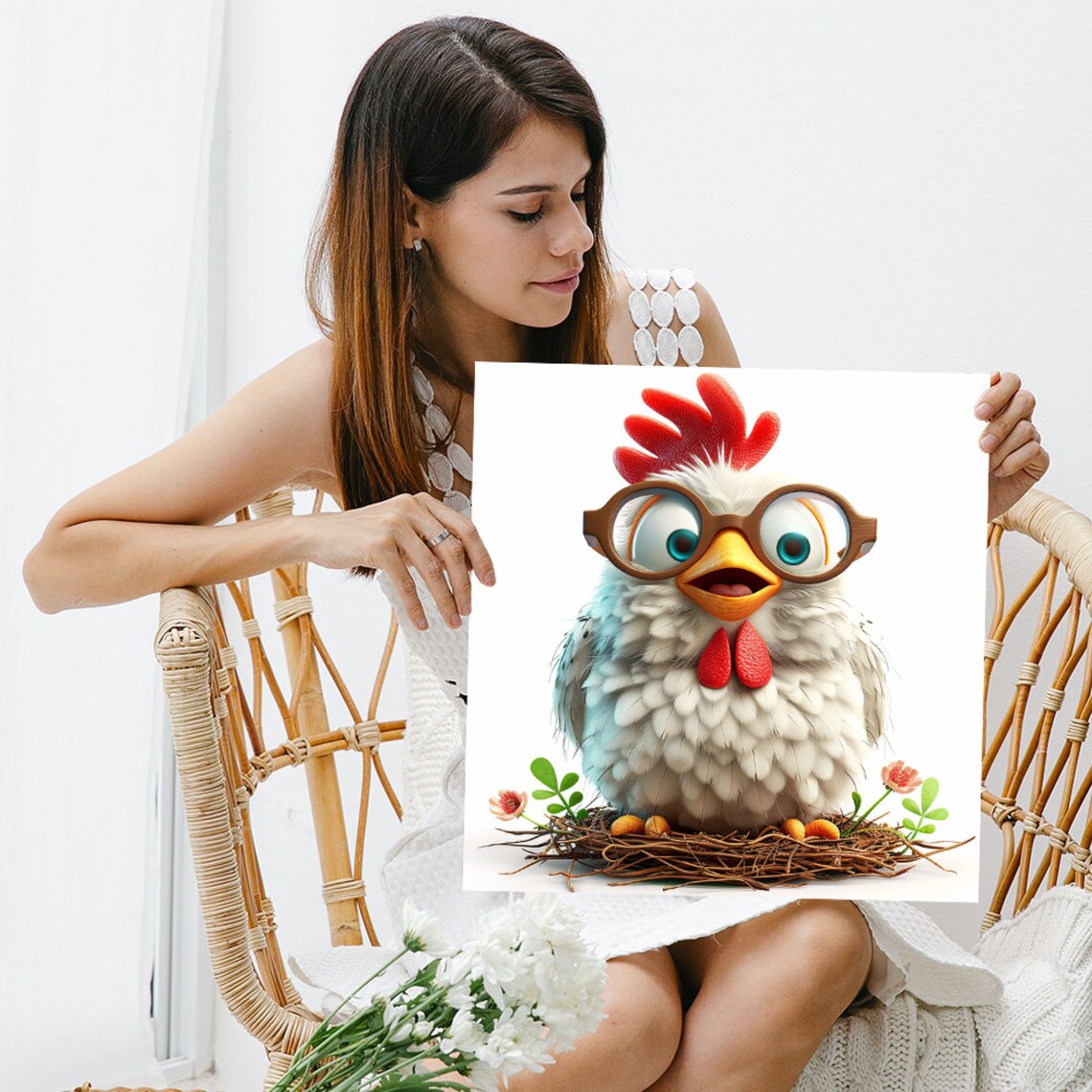 Intellectual Rooster Art Print, Whimsical Kitchen Decor - Image 3