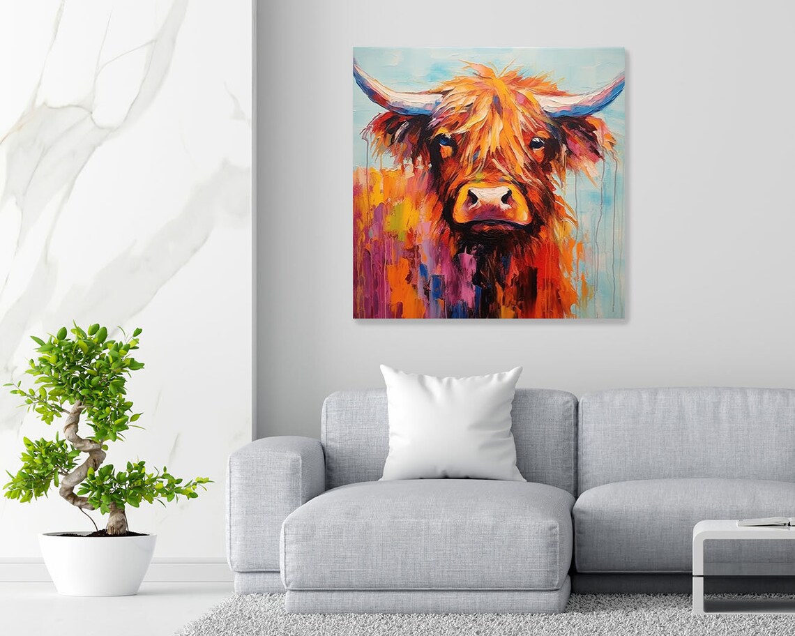 Highland Cow Wall Art Print, Farm Animal Decor - Image 4