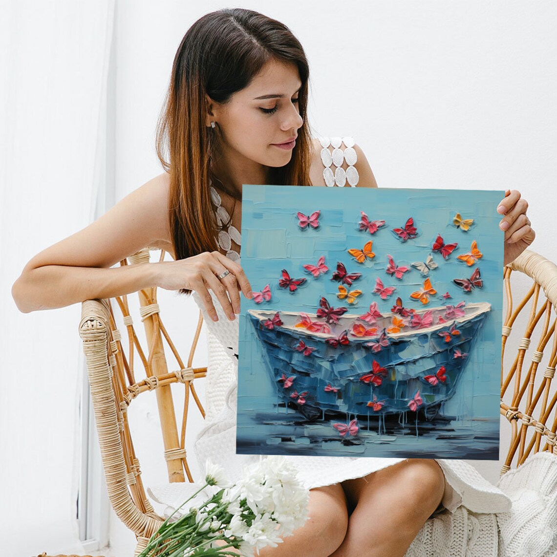 Butterflies In Bathtub Bathroom Wall Art Print - Image 5