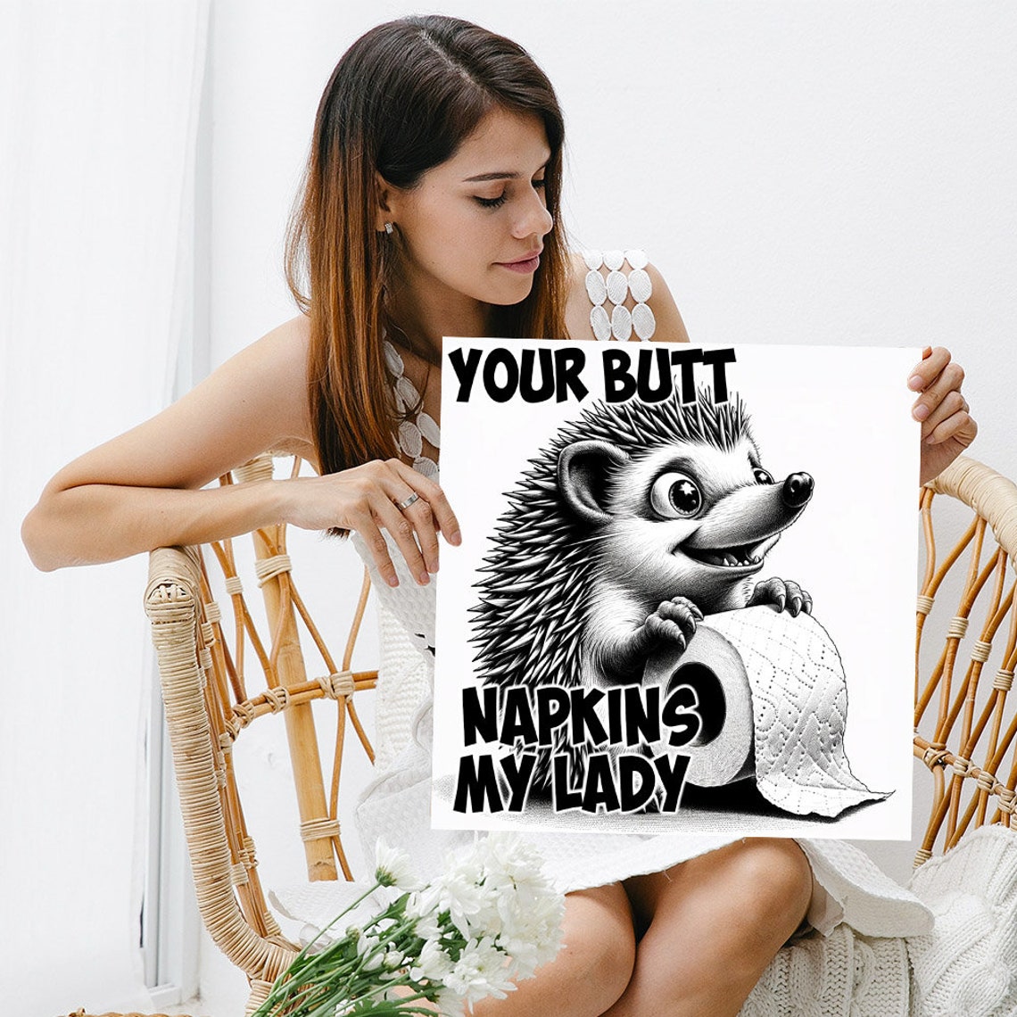Hedgehog Your Butt Napkins My Lady Funny Bathroom Wall Art Poster - Image 3
