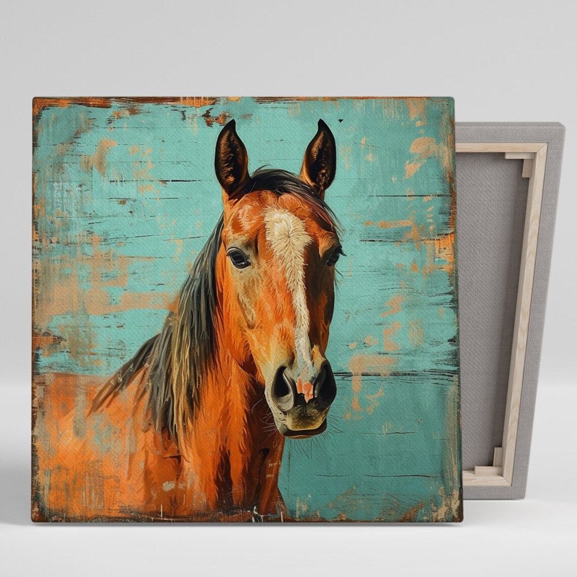 Horse Rustic Modern Wall Art Print, Living Room Decor