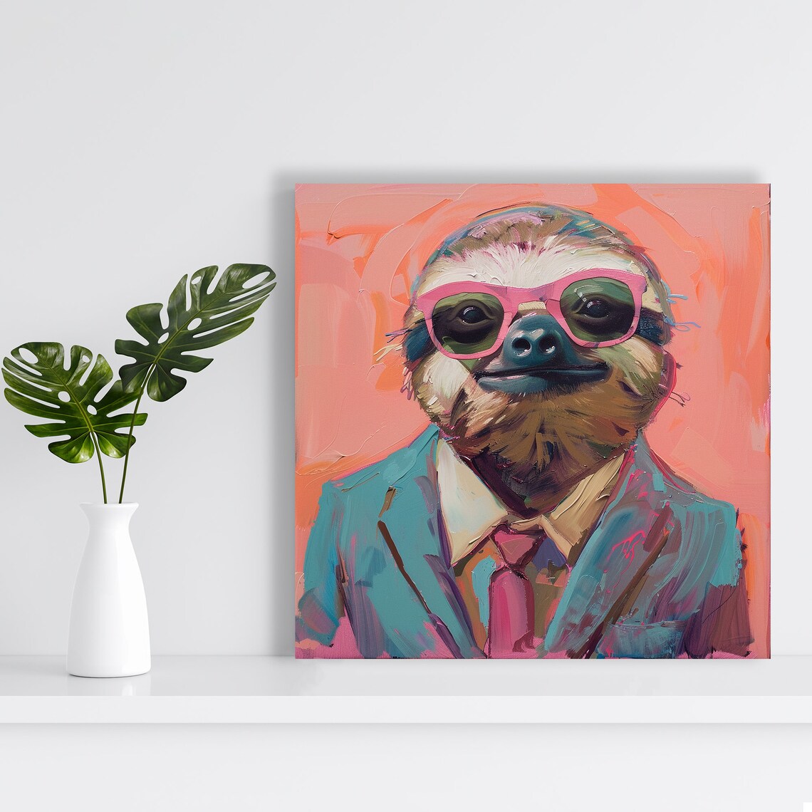 Dapper Sloth in Shades, Whimsical Pop Art Print - Image 2
