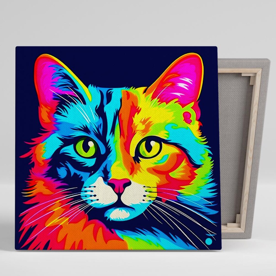 Rainbow Cat Pop Art Poster Print, Eclectic Decor