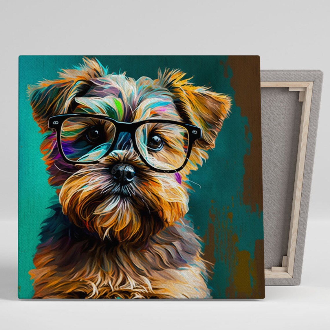 Dog With Glasses Art Print, Contemporary Dog Decor