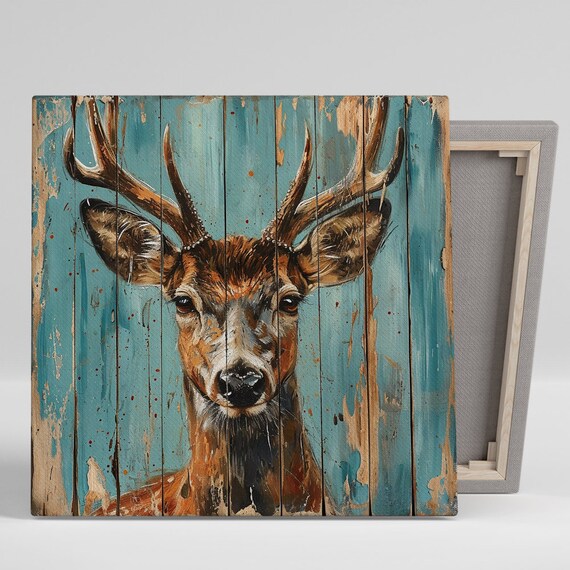 Rustic Deer Gaze Farmhouse Art Print for Living Room