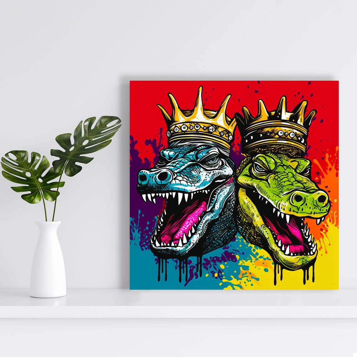 Crowned Crocodile Kings Graffiti Pop Art Bold Red Street Style Poster - Image 2