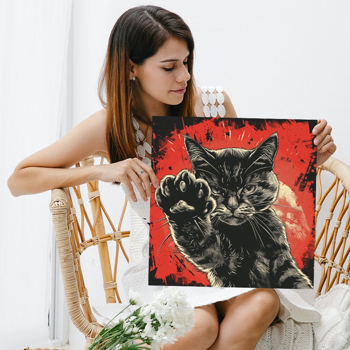 Fierce Feline Power, Contemporary Cat Art Print - Image 3