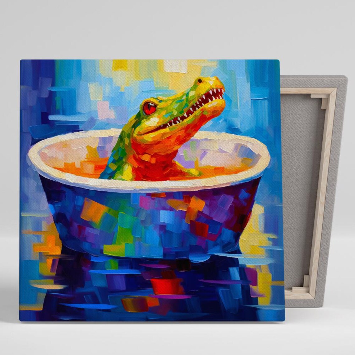Croc In A Tub Wall Art Print, Eclectic Kids Decor