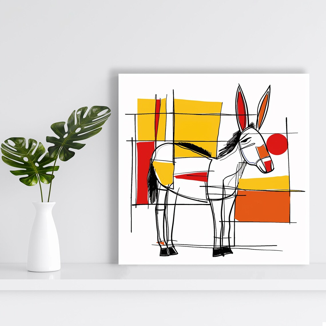Geometric Donkey Abstract Print, Modern Decor - Image 2