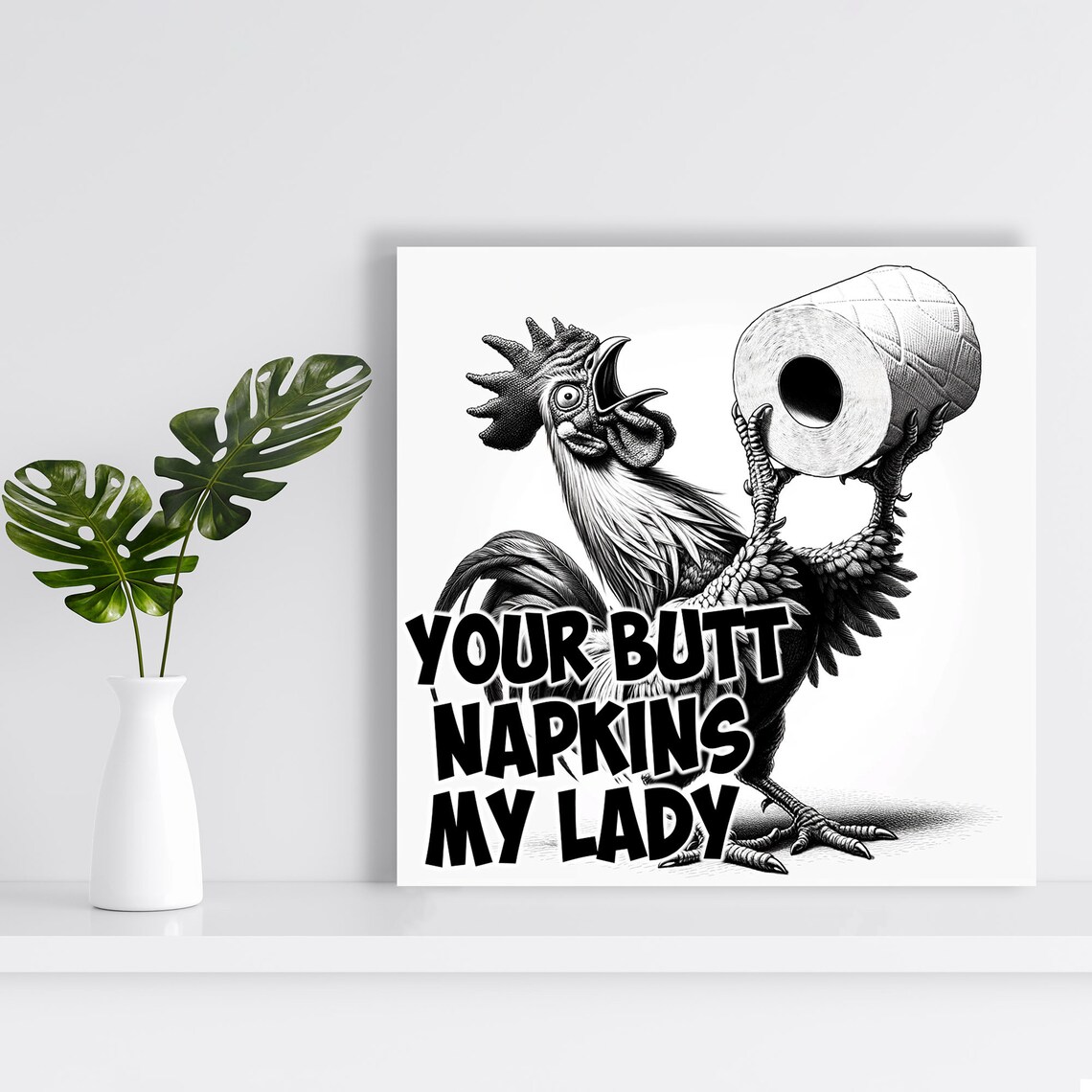 Rooster Bathroom Humor, Farmhouse Wall Art Print - Image 3