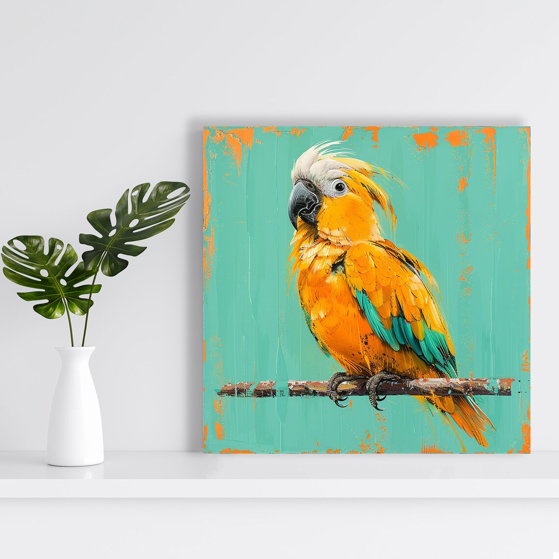 Tropical Parrot Art Print, Contemporary Whimsy - Image 2