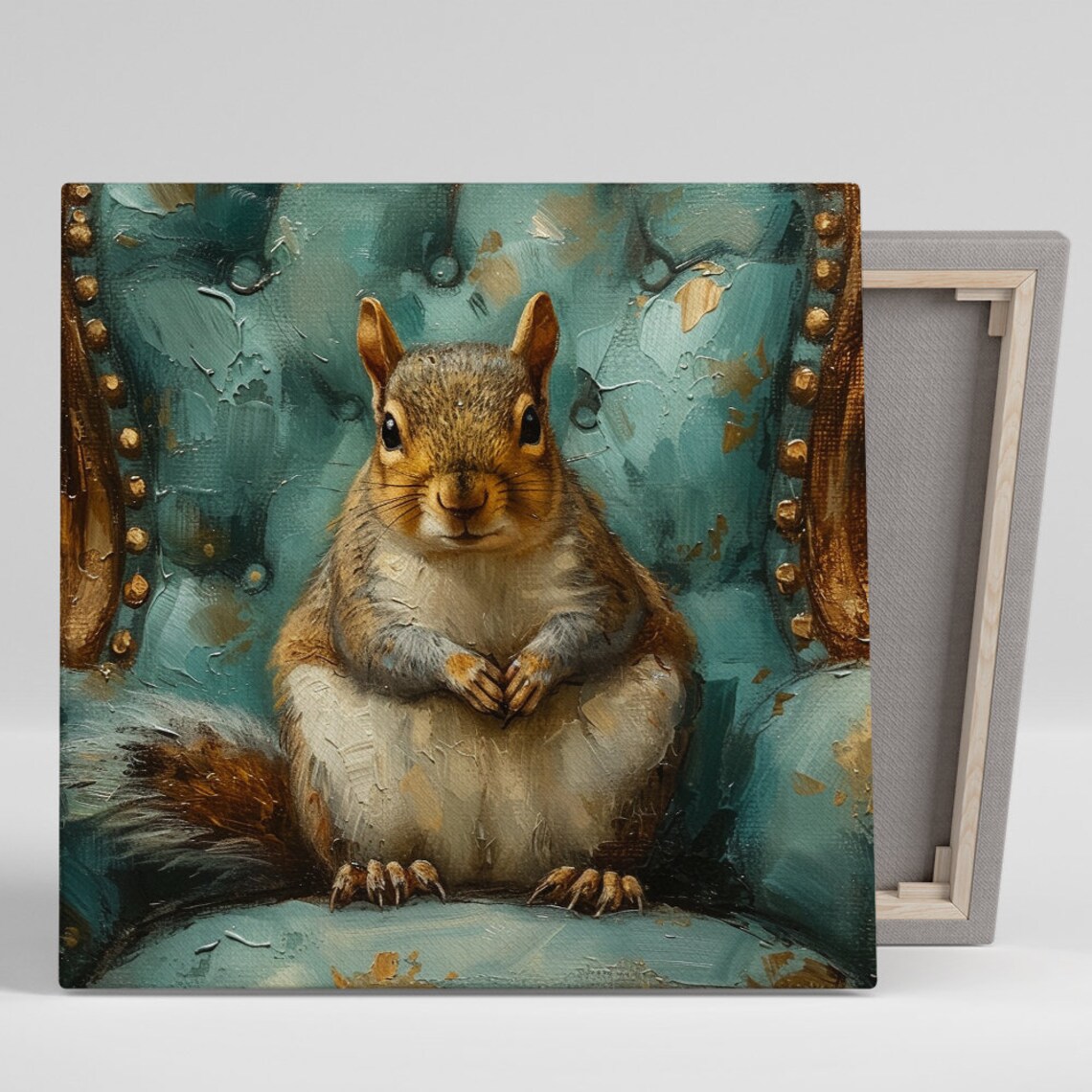 Regal Squirrel Portrait, Whimsical Rustic Poster