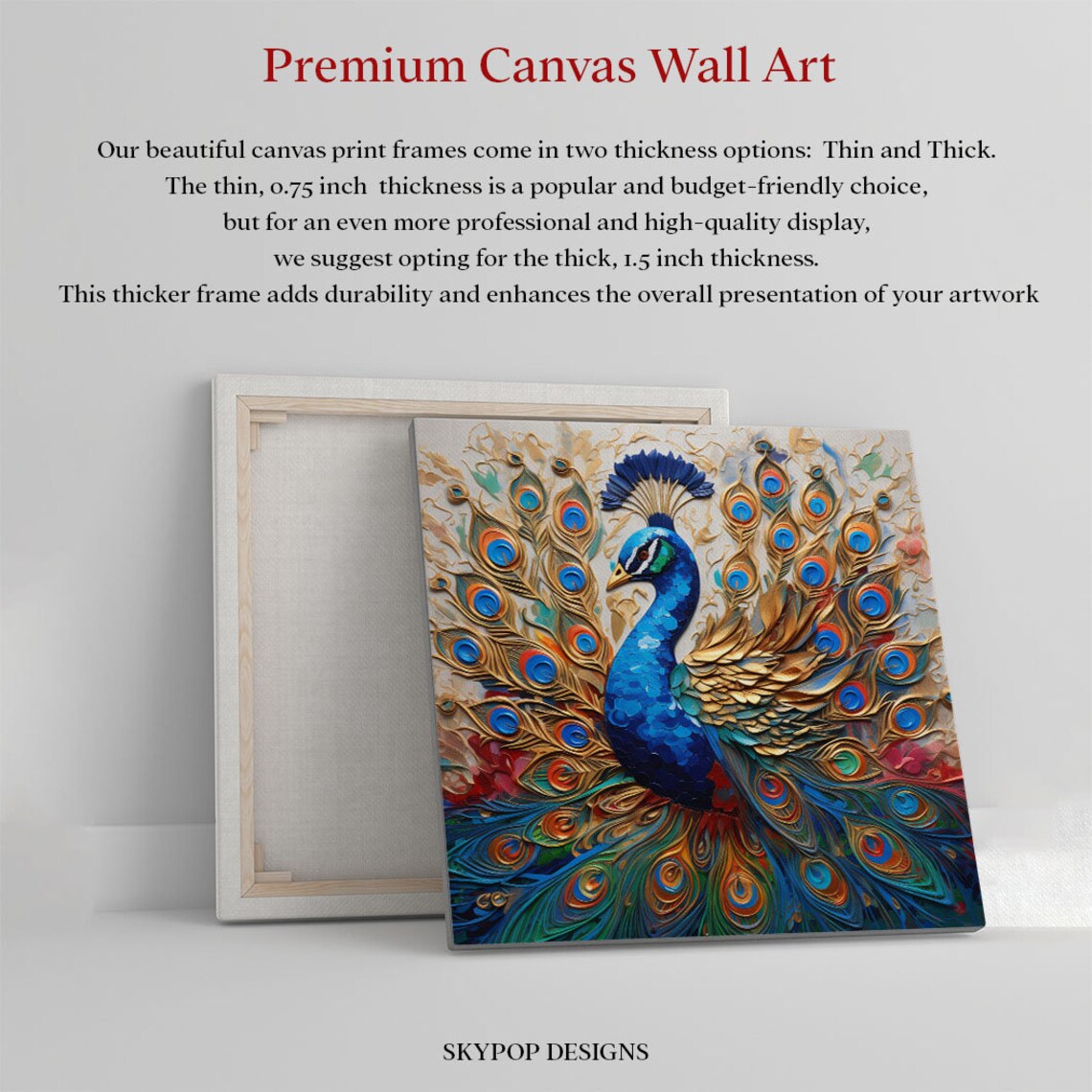 Peacock Wall Art Print, Exotic Living Room Decor - Image 4