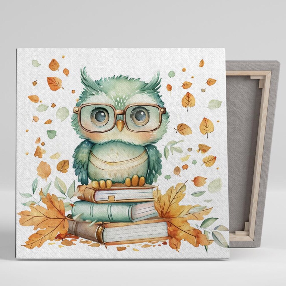 Whimsical Owl Autumn Art Print for Nursery & Library