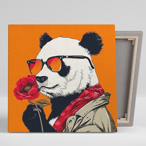 Panda Blossom Pop Art Poster, Whimsical Decor