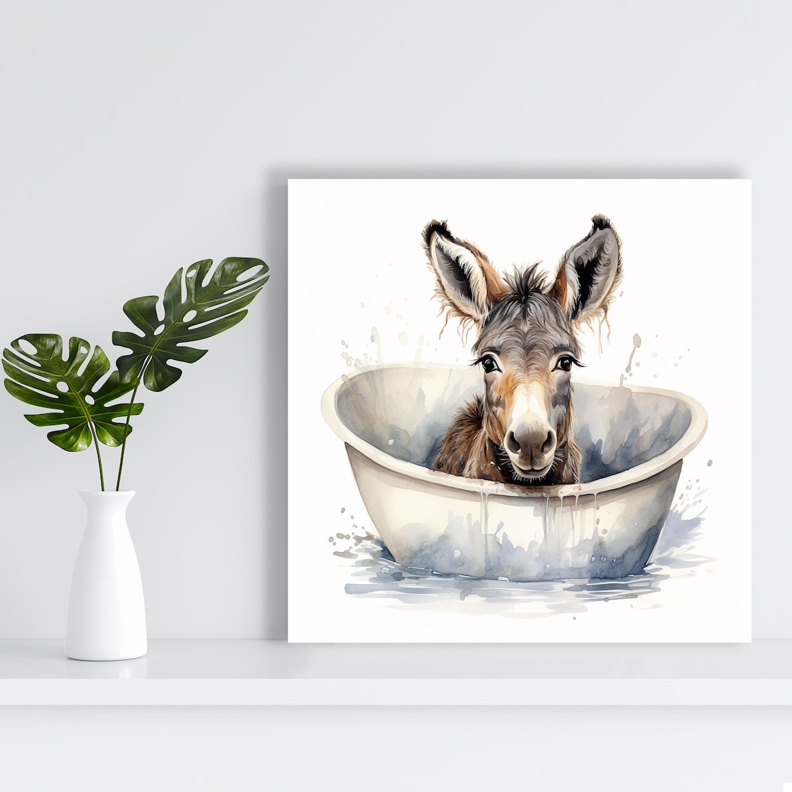 Bathtub Donkey Splash Art, Farmhouse Bathroom Print - Image 2