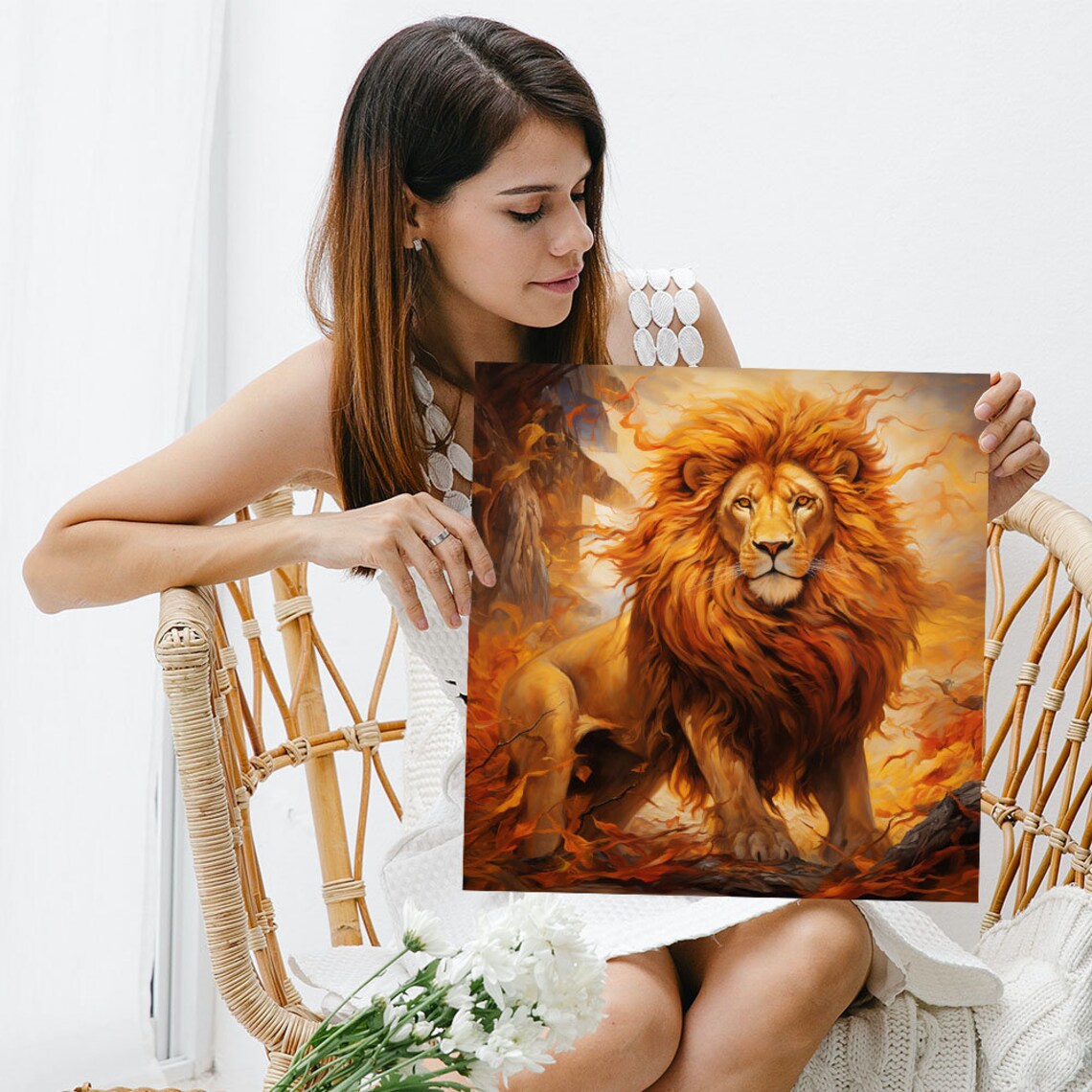 Lion Wildlife Art Print, Modern Safari Living Room Decor - Image 5