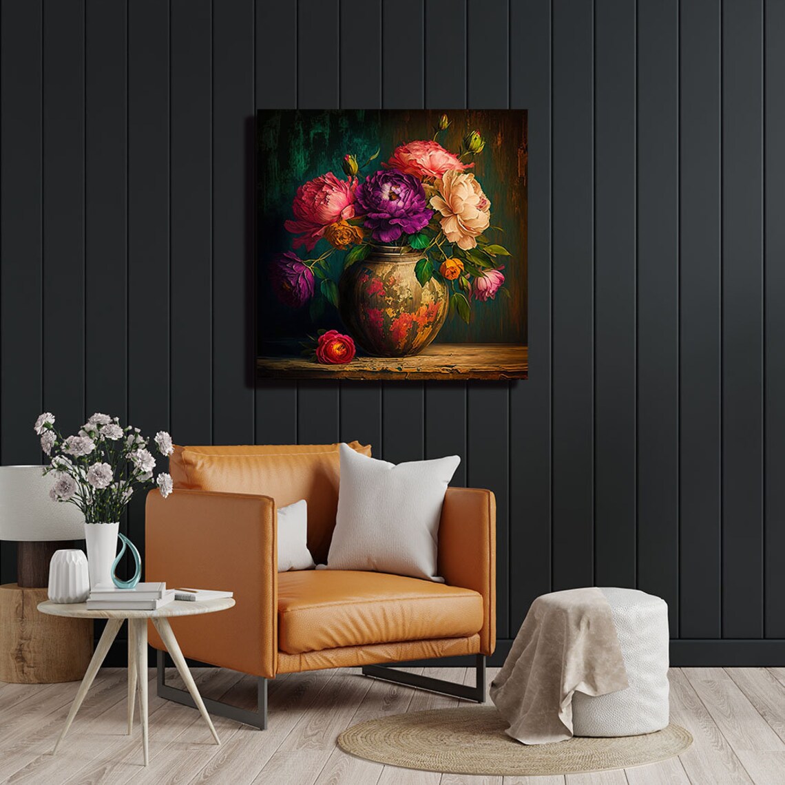 Flowers in Vase Contemporary Floral Art Print - Image 4