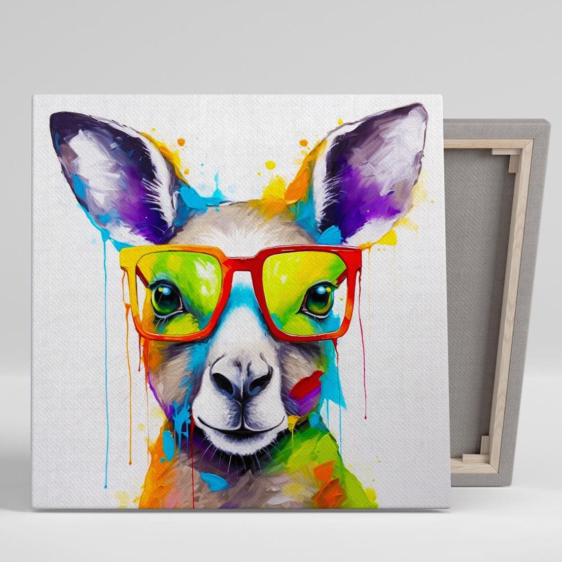 Cool Kangaroo Wearing Rainbow Glasses Colorful Pop Art Animal Poster