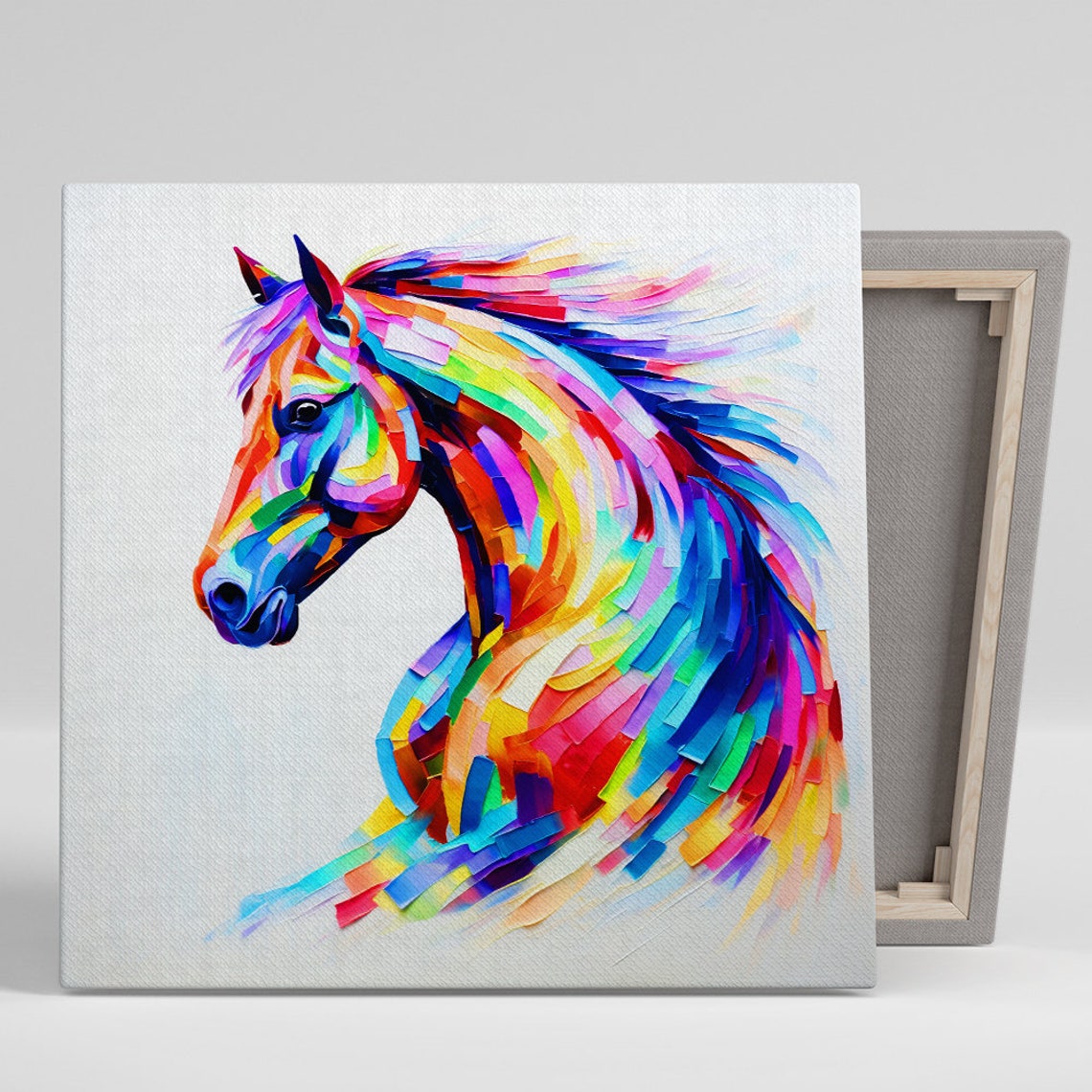 Abstract Rainbow Stallion Head Colorful Modern Wall Art Poster