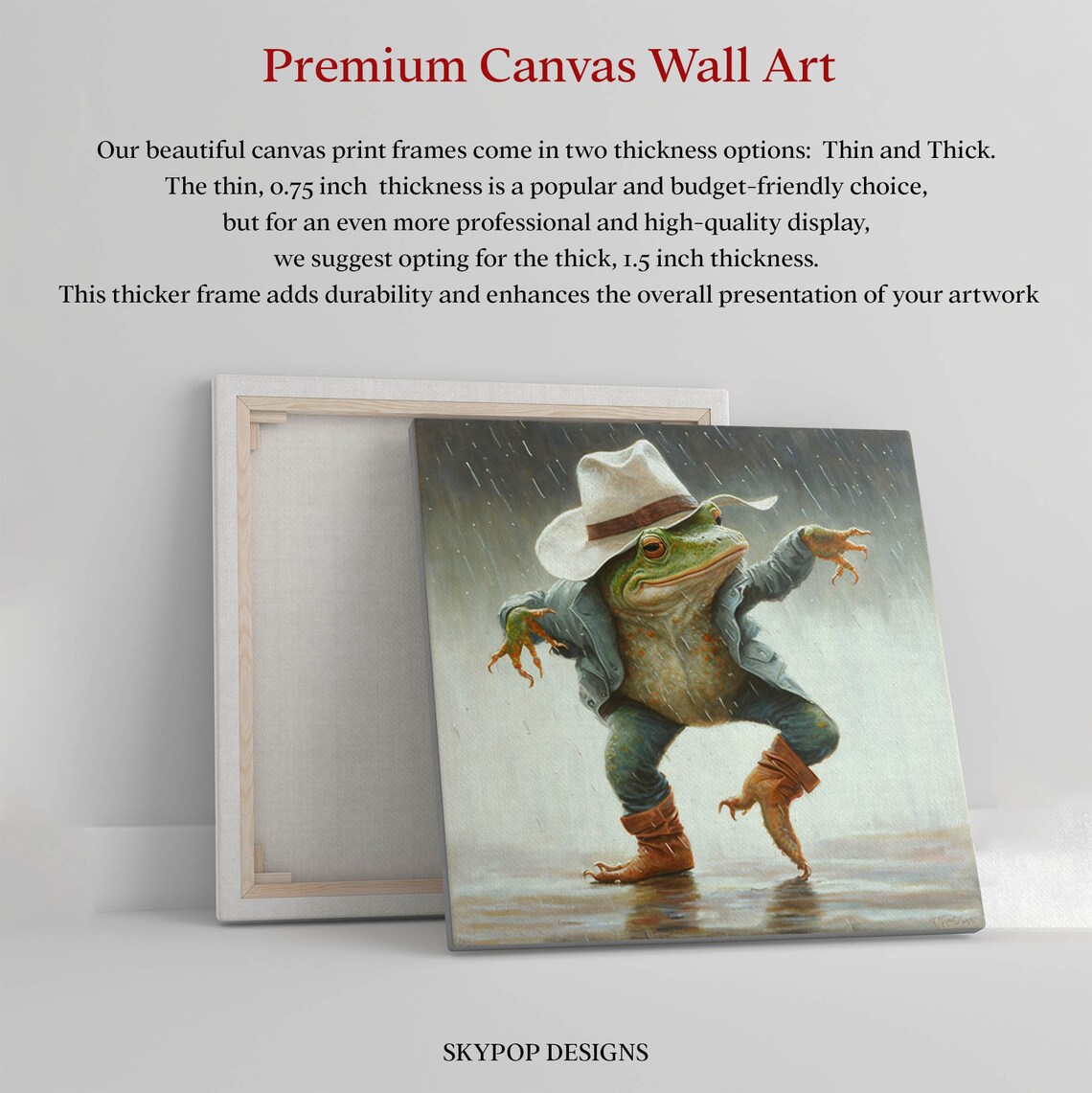 Frog Dancing In Rain Art Print, Unique Animal Decor - Image 2