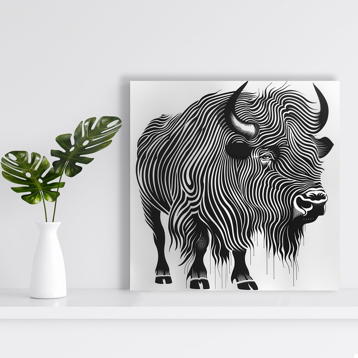 Bison Silhouette Art Print, Modern Rustic Decor - Image 2