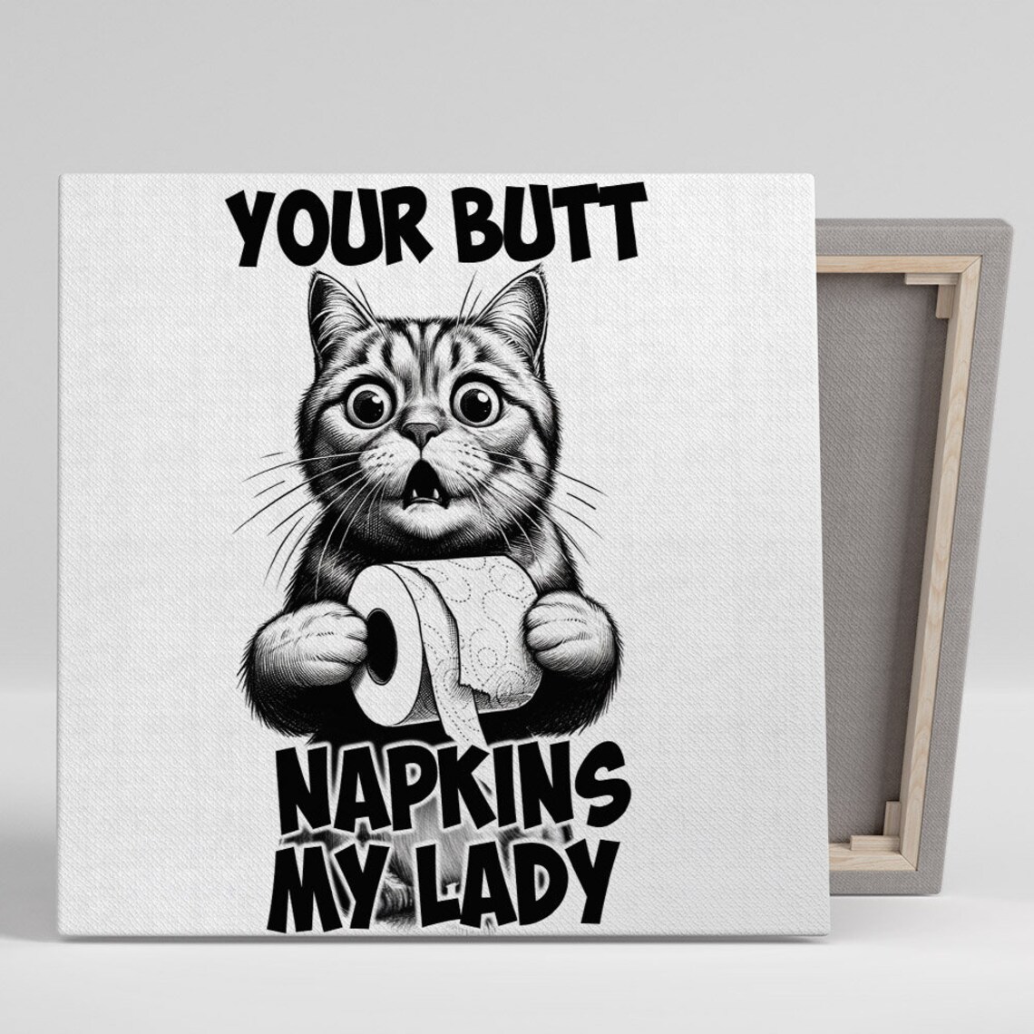 Funny Cat With Toilet Paper Bathroom Art Print