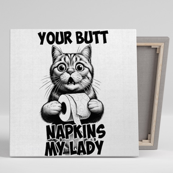 Funny Cat With Toilet Paper Bathroom Art Print