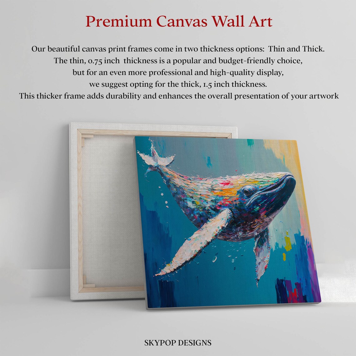 Whale Poster, Modern Ocean Animal Wall Art Print - Image 2