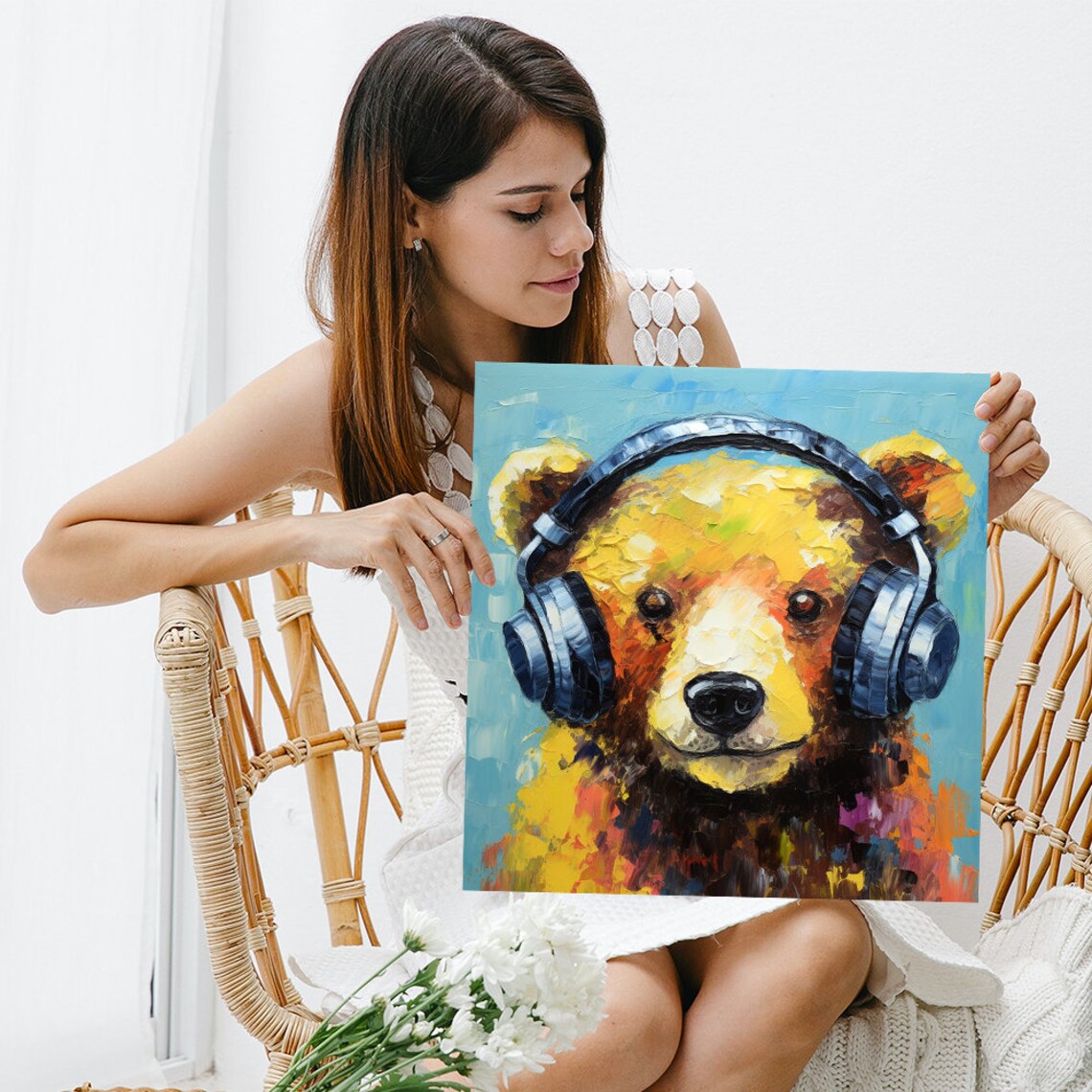 Melodic Bear Groove Art Print, Modern Animal Decor - Image 3