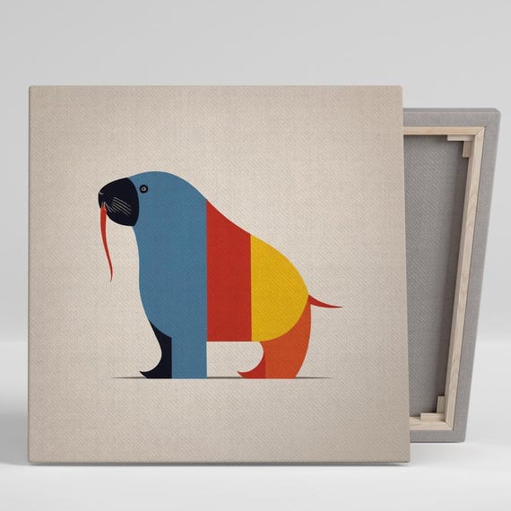 Geometric Walrus Art Or Poster Minimalism Contemporary Decor Living Room Office Childrens Room Bedroom Wall Art Animal Decor