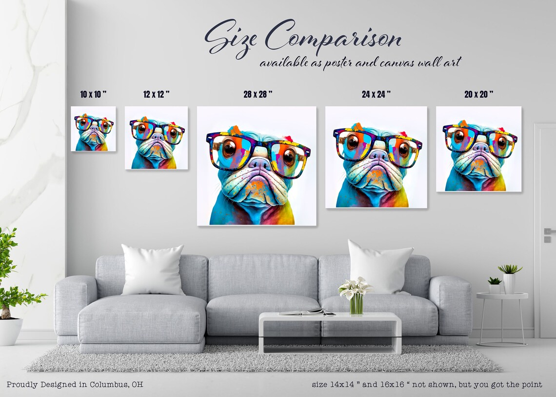 Pug Dog Wall Art Print, Nursery Bedroom Decor - Image 3