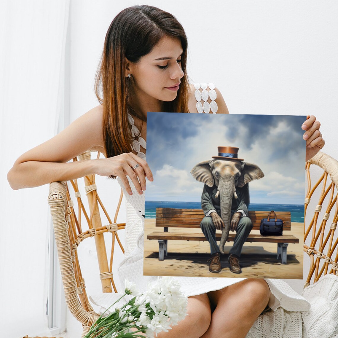 Surreal Elephant Art Print, Contemporary Decor - Image 3